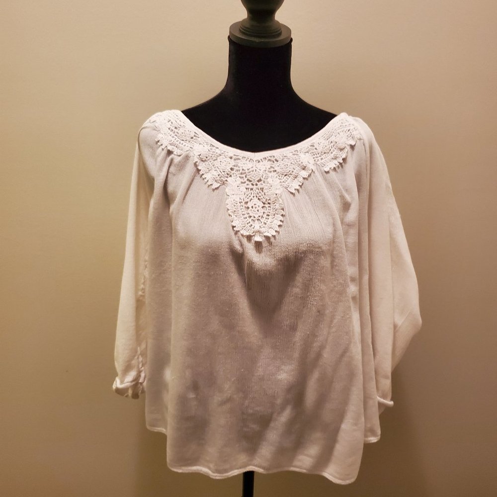 Peasant top with Embroidered Inserts